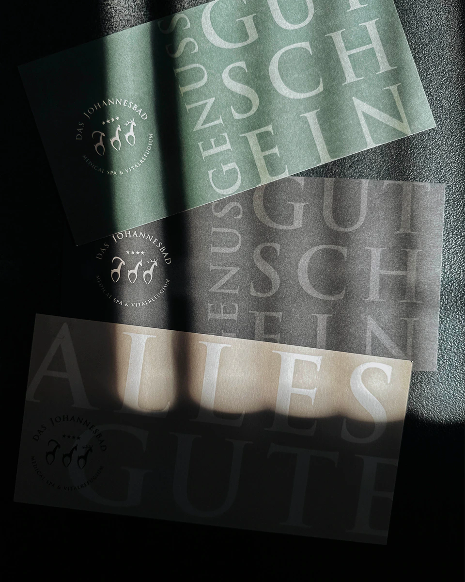Gutscheine in verschiedenen Farben Hotel Das Johannesbad