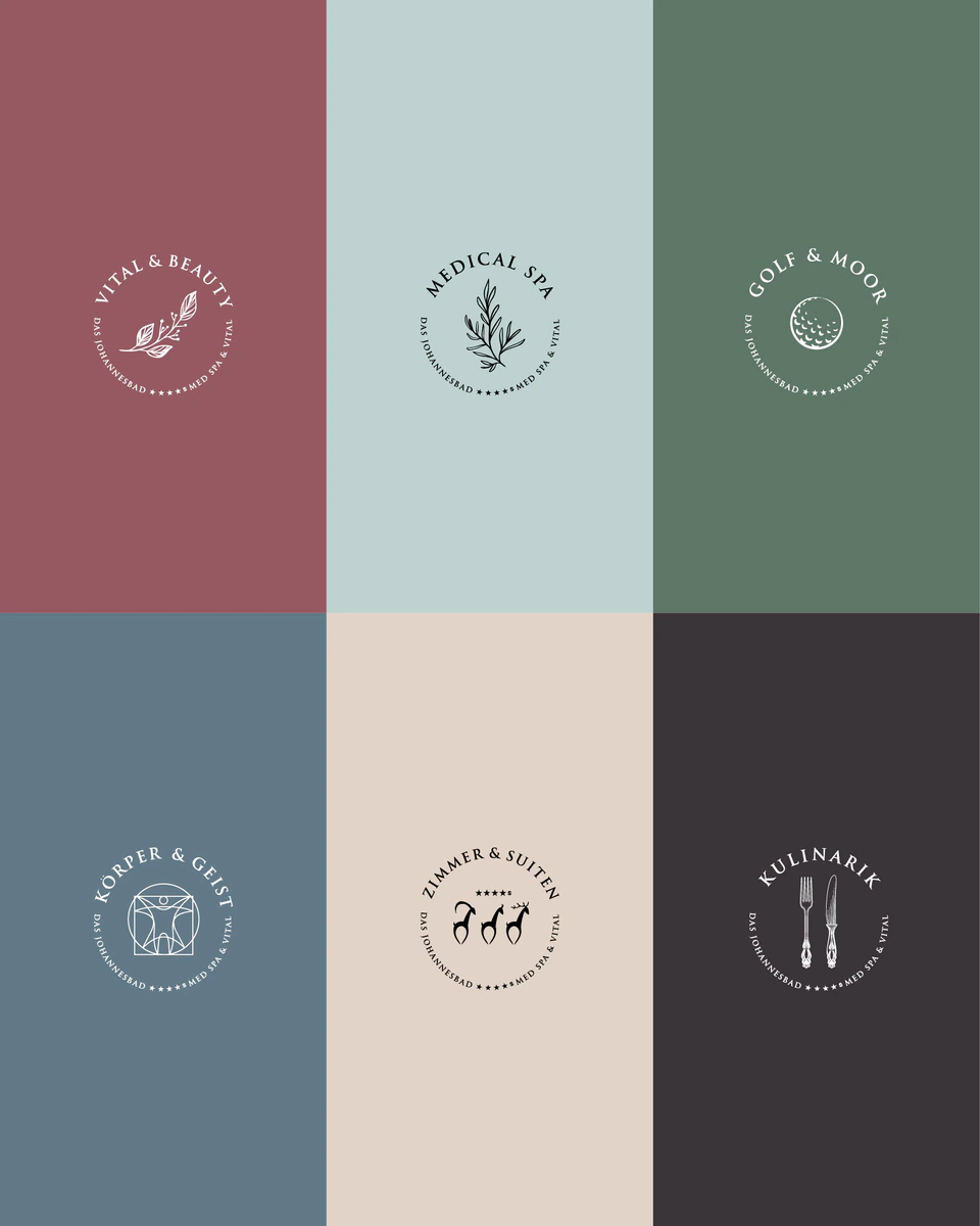 Corporate Design mit Farben und Logos Johannesbad